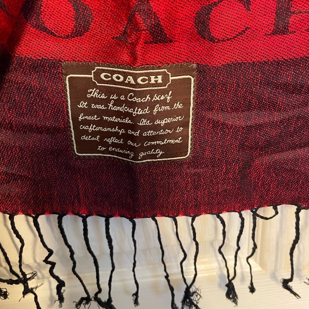 Coach large wrap red and black good used condition measurements 27.5”/70”